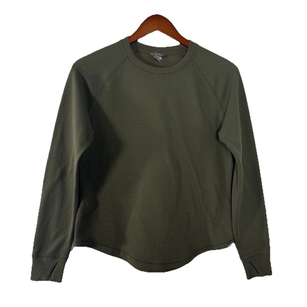 Eddie Bauer Women's Waffle Long Sleeve Crew Neck Lounge Top Green - Women's M